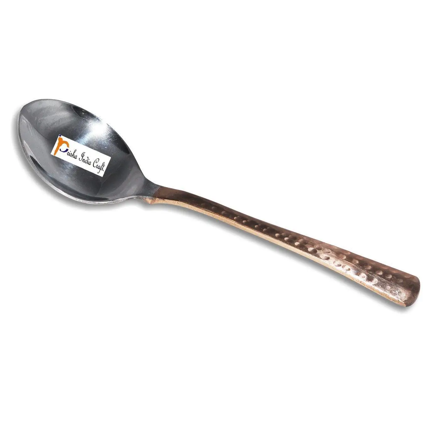 Prisha India Craft Steel Copper Serving Bowl with Spoon, Capacity 180 ML, Set of 2