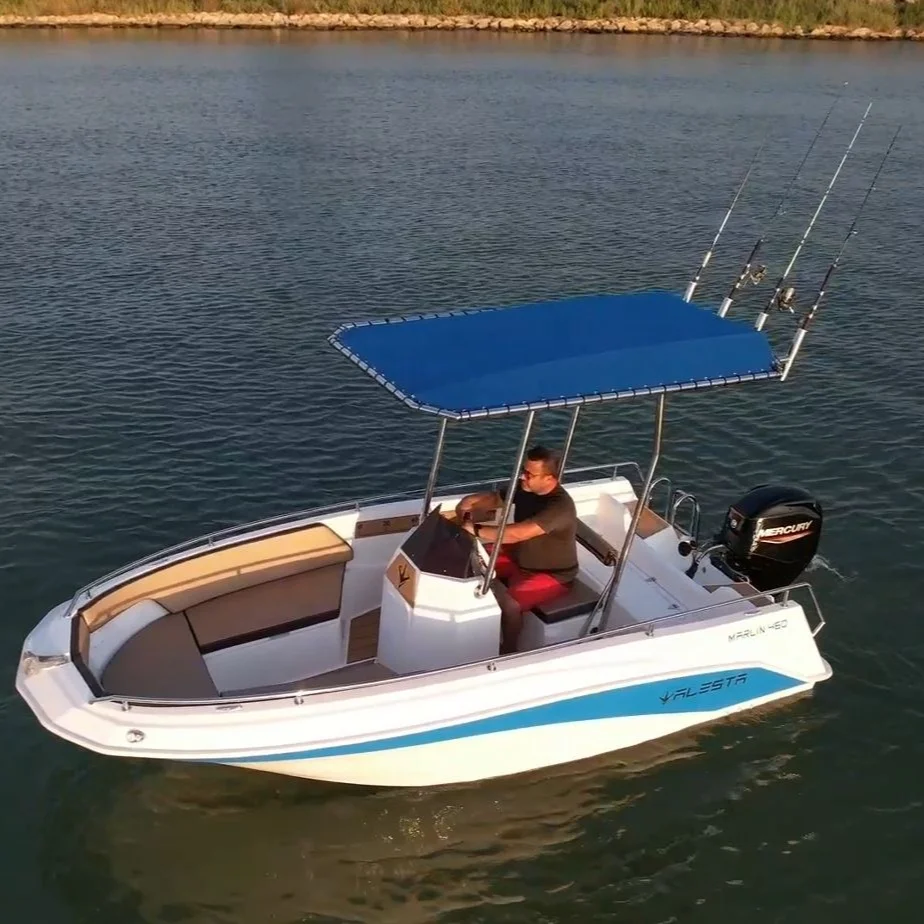 Best Quality Alesta Fishing Speed Boat OEM Item New Fiber Glass Marine Luxury Marlin 460 Model WHITE Sea Lake River 4.5M