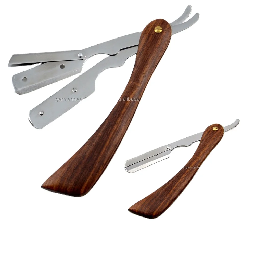 Wooden Handle Straight Blade Razor Disposable Barber Razor Shaving Custom Barber Razors