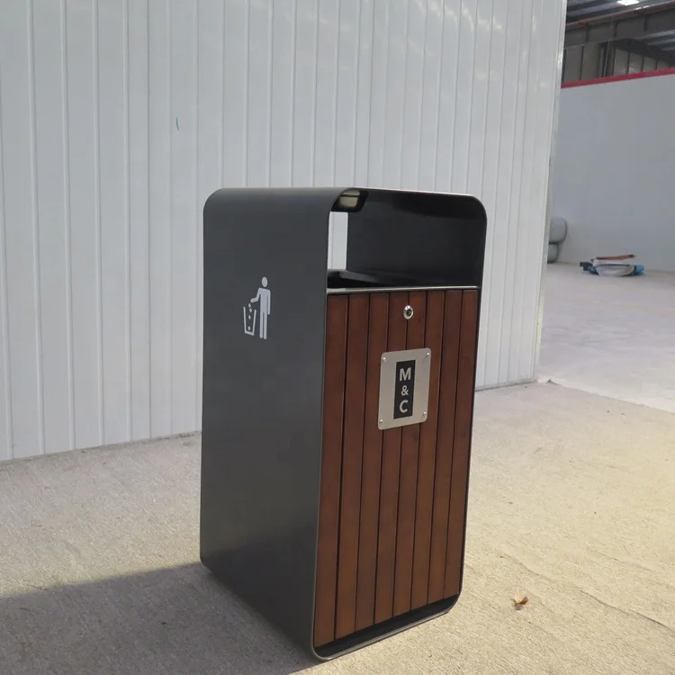 Top-level Outdoor Trash Can Factory Price Wood Trash Bin
