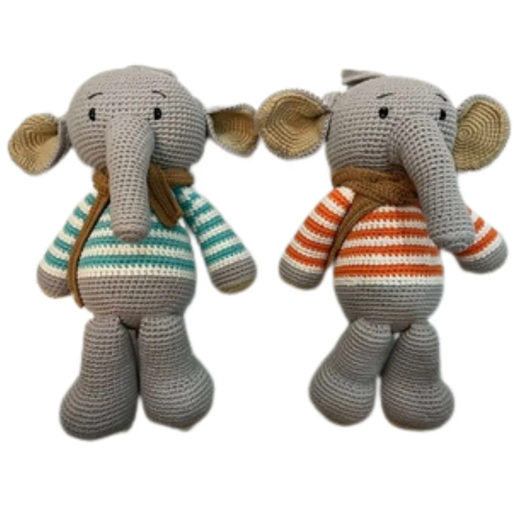 Holiday Decoration Gift Eco Friendly Customized Kids Soft Animal Baby Plush Toy Crochet Stuffed Elephant