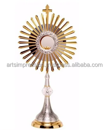 stylish amazing monstrance brass mirror monstrance Unique church product India 2024 handmade factory arts impression  hot sell