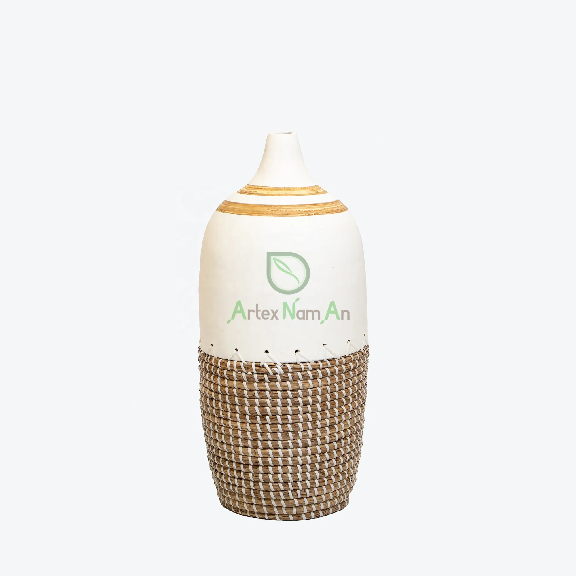 Modern design seagrass and bamboo flower vase/decorative vase for living room/table top decor