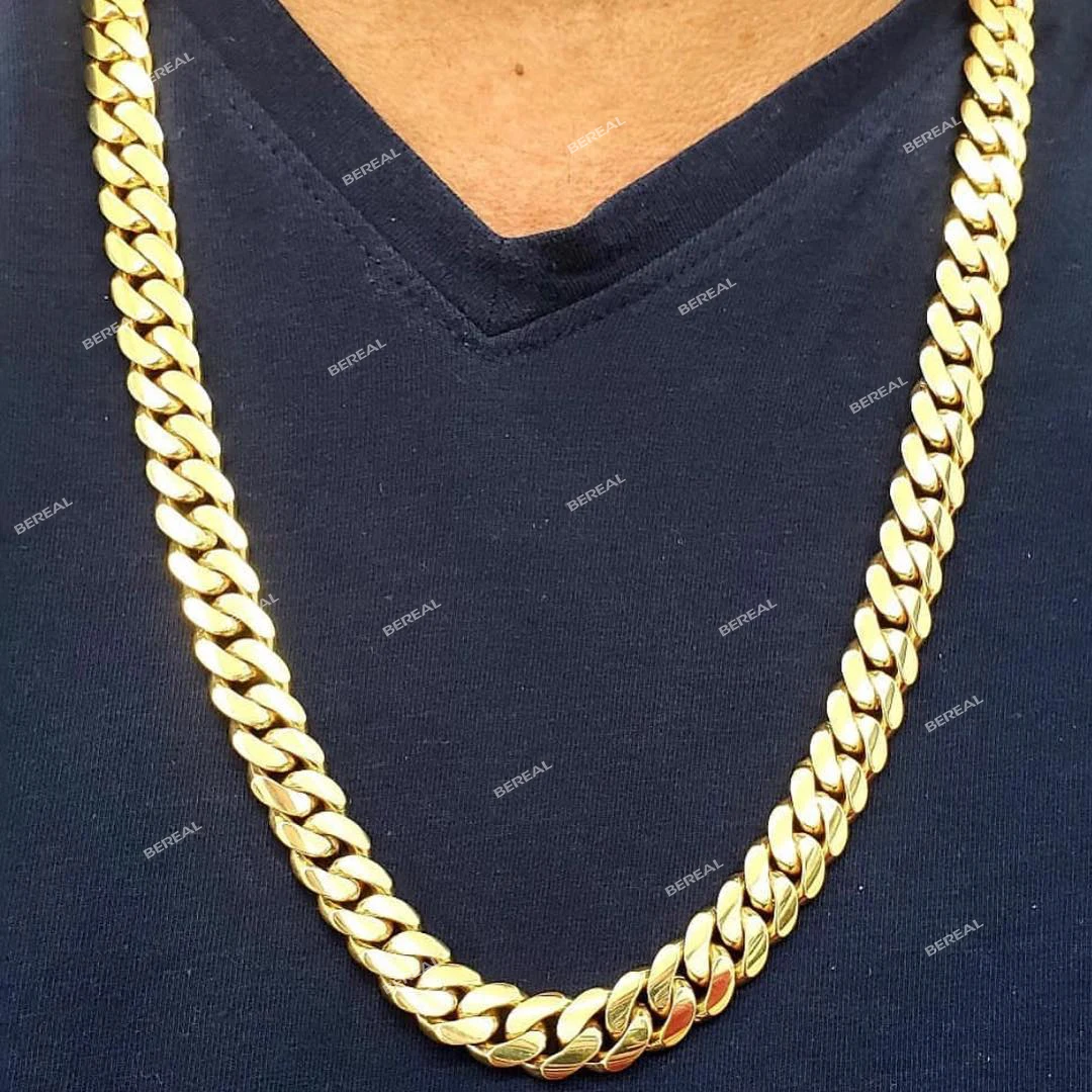 Hot Selling 16MM 10K 14K Solid Gold Miami Chain Hip Hop Style Real Cuban Chain Necklace Fine Jewelry For Men Women