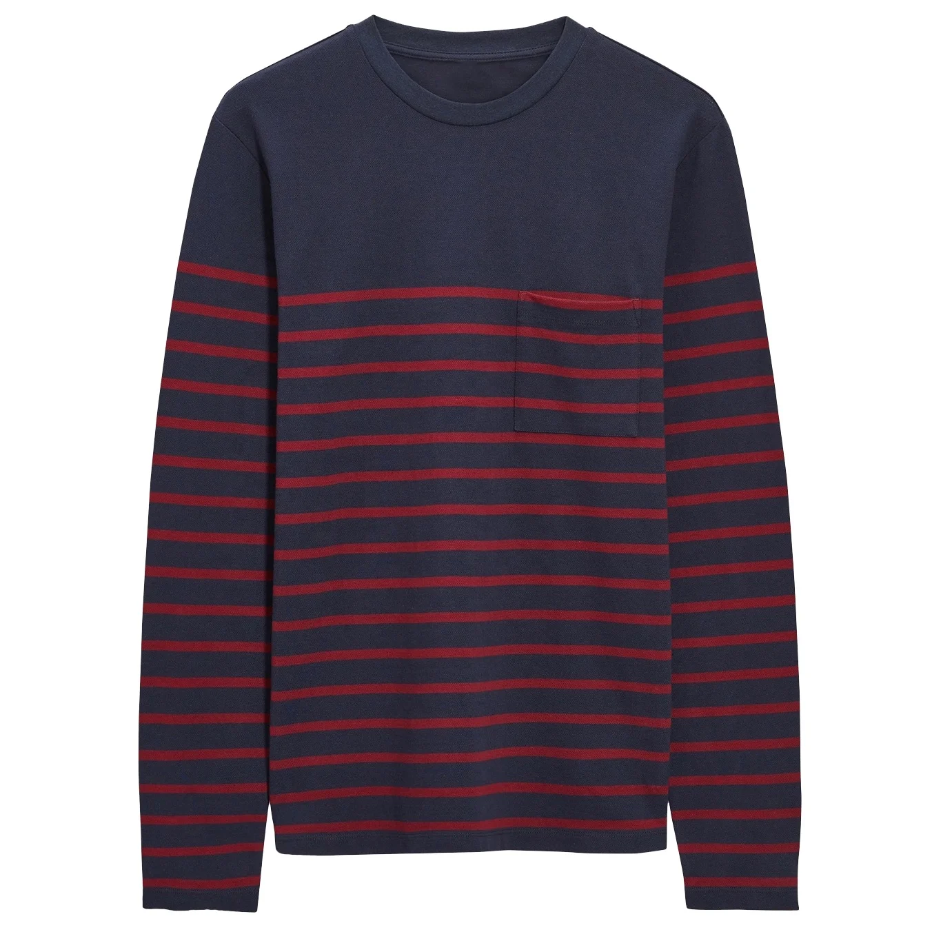 2022 New Style 100% Cotton Vintage T-Shirts for Men Long Sleeve Fitted with Stripe Yarn Dyed Printed Logo Wholesales Bangladesh
