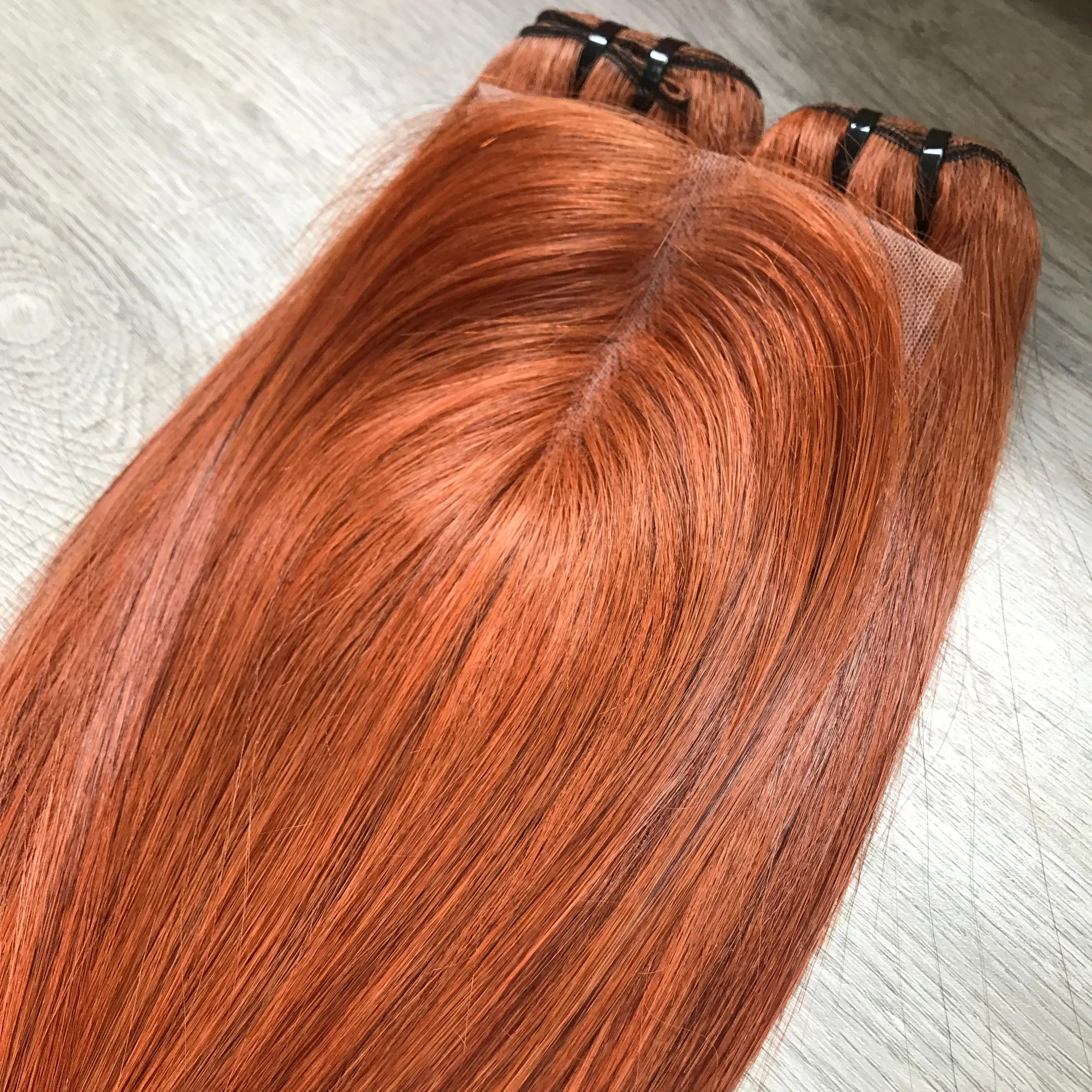 Orange Bone Straight Virgin Human Hair Bundles Unprocessed Genius Weft Raw Vietnamese Hair Black Women Soft HD Styles Cheap