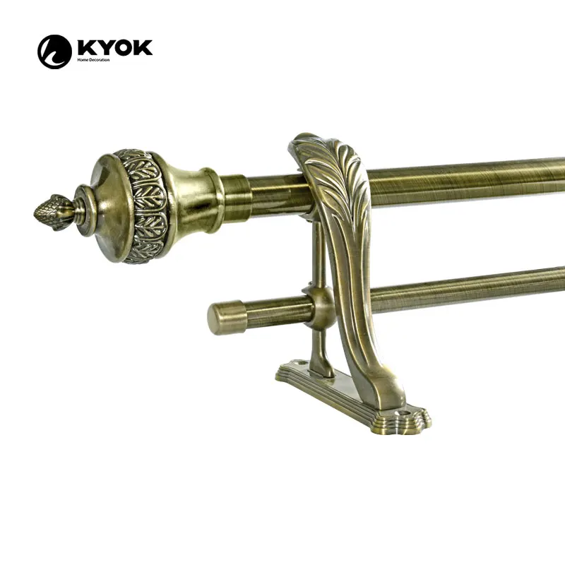 Kyok antique carved series double curtain rods curtain accessories and brackets