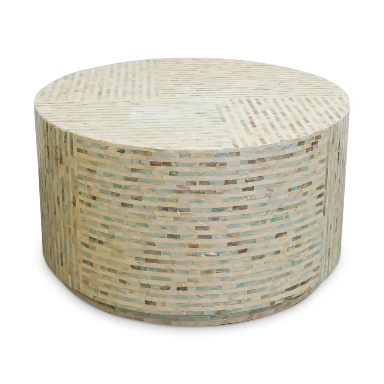 Mother of Pearl Inlay Round Coffee Table Vietnam Manufacturer Modern Coffee Table OEM Furniture Gold Base Variety of Choices