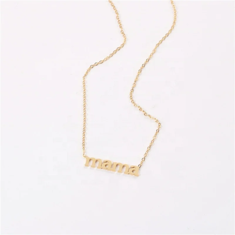 Jewelry 18K Gold Plated Stainless Steel Mama Necklace Pendant Necklace Wholesale Gift