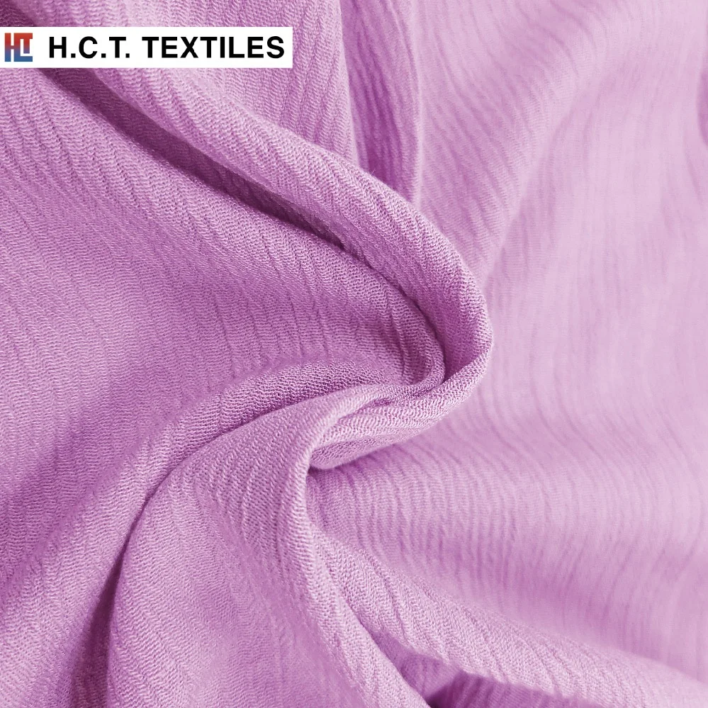 Fluid Drapery 170g 65% Rayon 35% Polyester crinkle muslin fabric for casual wear