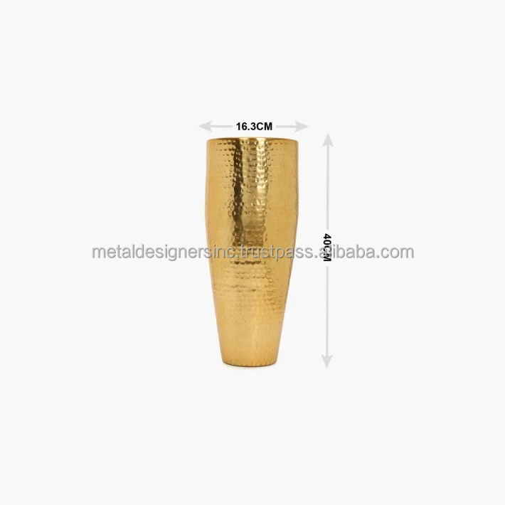 Hammered Bottle Vase in Antique Gold Finish Indoor and Outdoor Use Decorative Tableware Floor