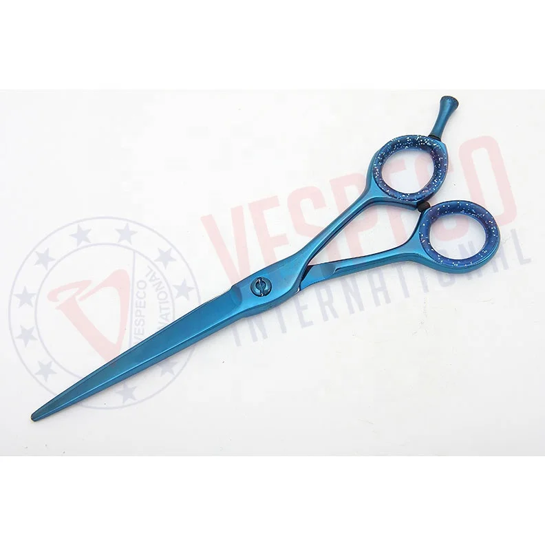 Бритвенные ножницы для парикмахерской с голубым титановым покрытием