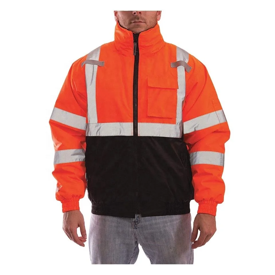 Safety Jacket High Quality Stand Collar\ 2 Color Safety Functional Multi-pockets Anti-pilling Reflection Hi-vis Workwear Jacket