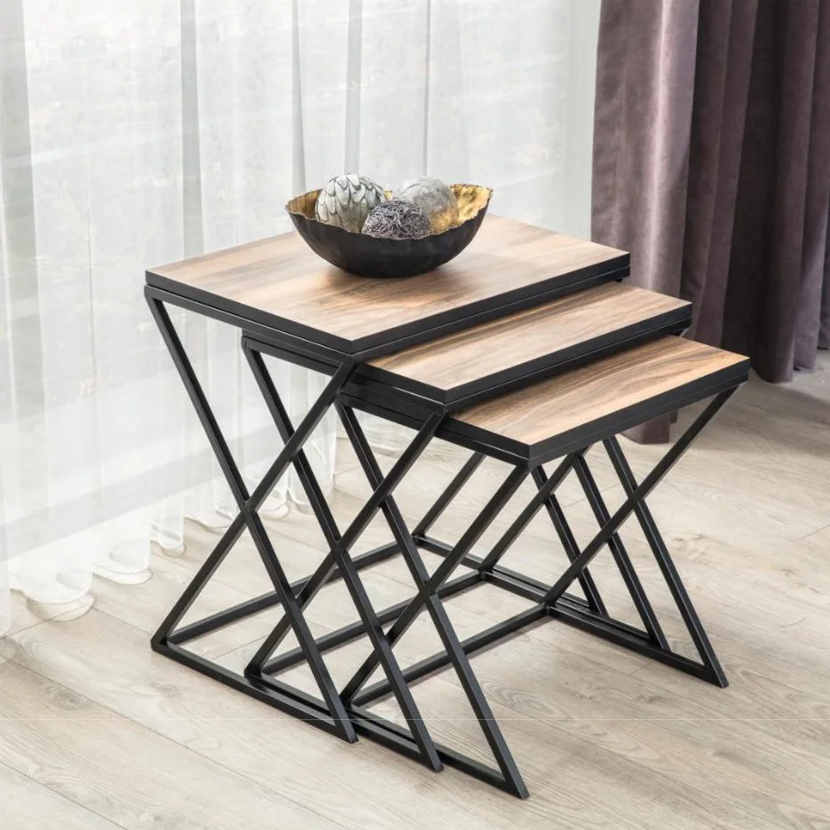 side table middle coffee table Coffee Side Table metal wood black brown ts vettore 103 MADE IN TURKEY OEM FACTORY MADE