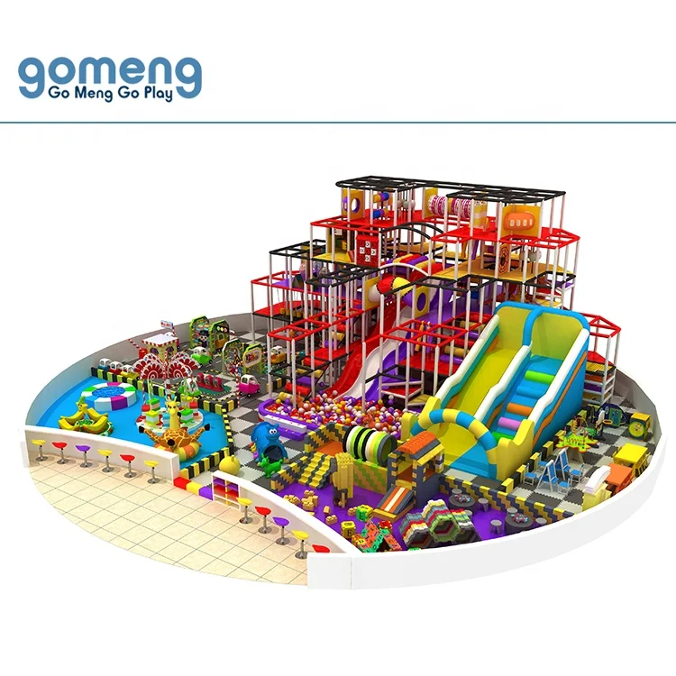 New Colorful Luxury Round Plastic Double Slide Kids Indoor Playground with Balls