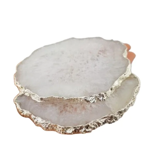 
Подставки из белого агата, подставки под стаканы из агата, золотая отделка, купить из хрустального агата, экспорт 