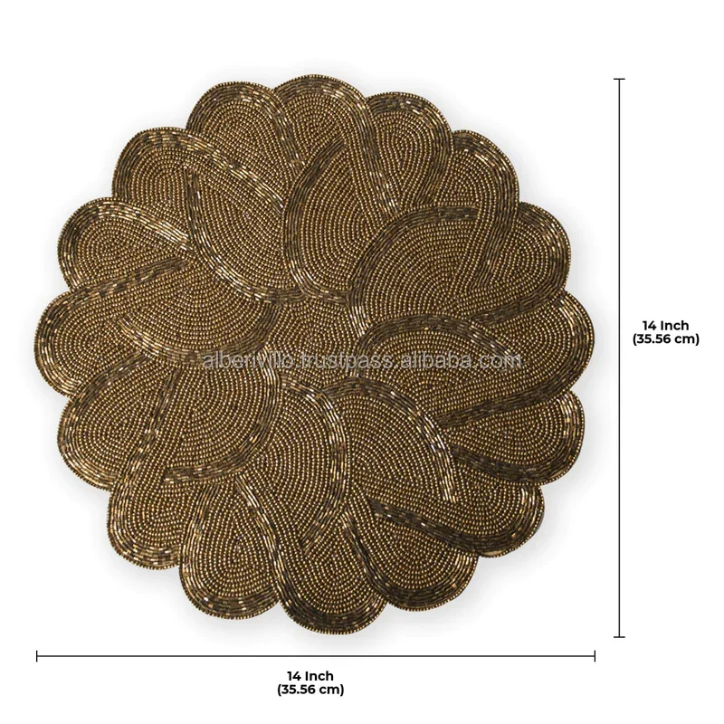 High Quality Home Decoration Placemats for Cup Coaster Flower Shaped Beaded Placemats Seed Bead Placemat Europe Style