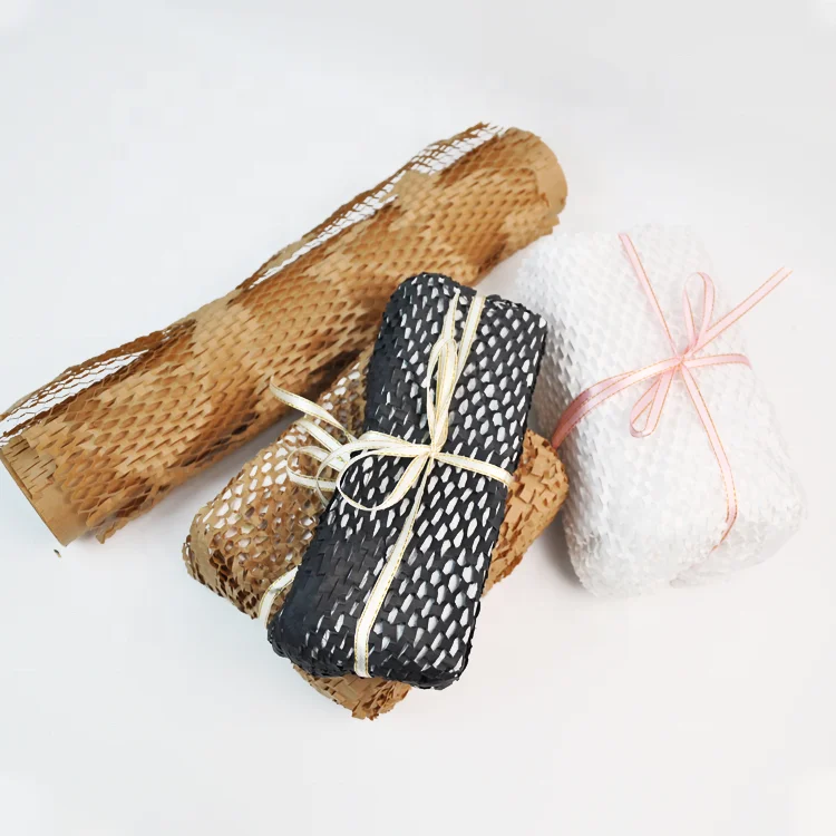 Factory Direct Sale 80gsm Honeycomb Wrapping Cushioning Paper Roll 51cm Biodegradable Red Honeycomb Paper Roll