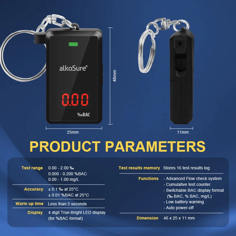 Factory price Low Cost Keychain Highest accuracy breath alcohol detector