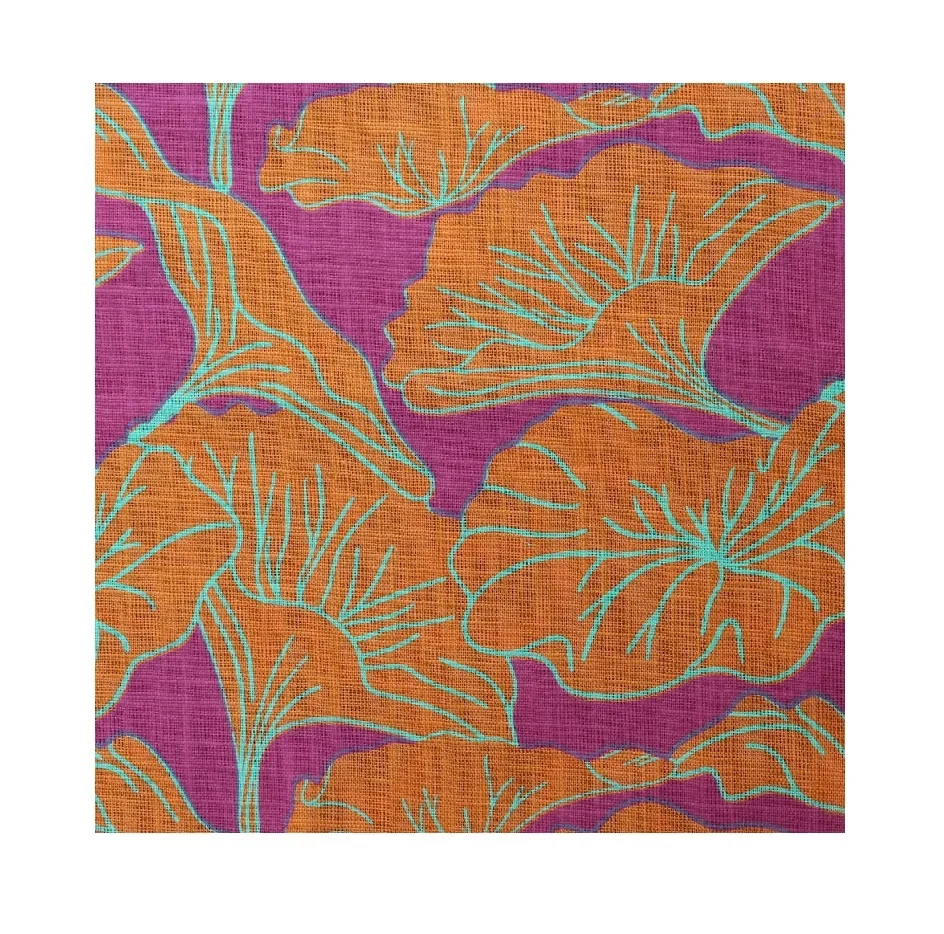 
GRS Certified Organic Cotton Discharge Printed Fabric 