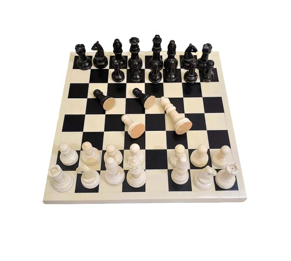 Bone & Horn Chess Set Includes Bone & Horn Chess Pieces Inlay Handcrafted Bone Hand Carved Residency Chess Board Complete Set