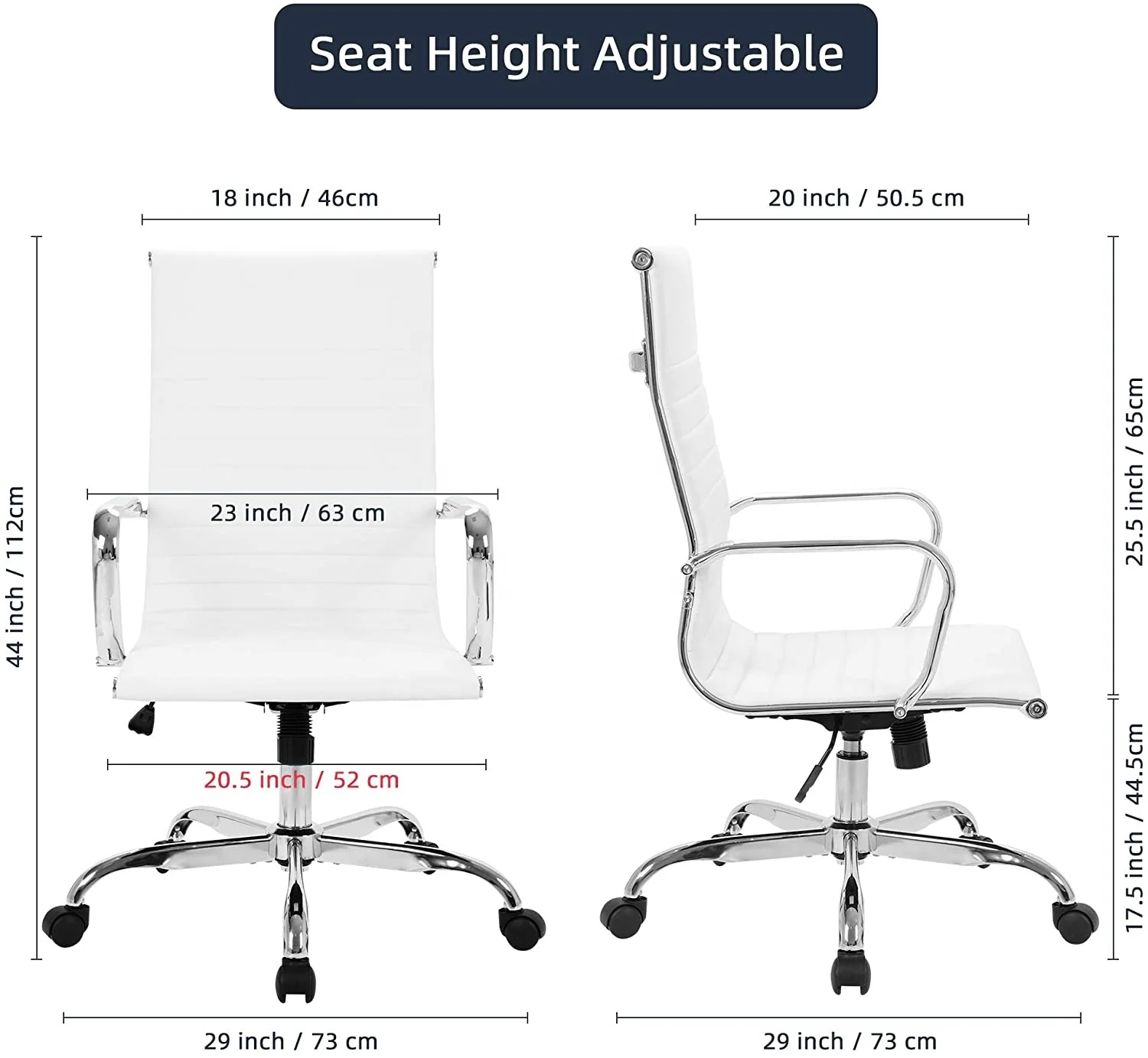High back luxury comfortable executive manager white leather desk office computer chair with arms