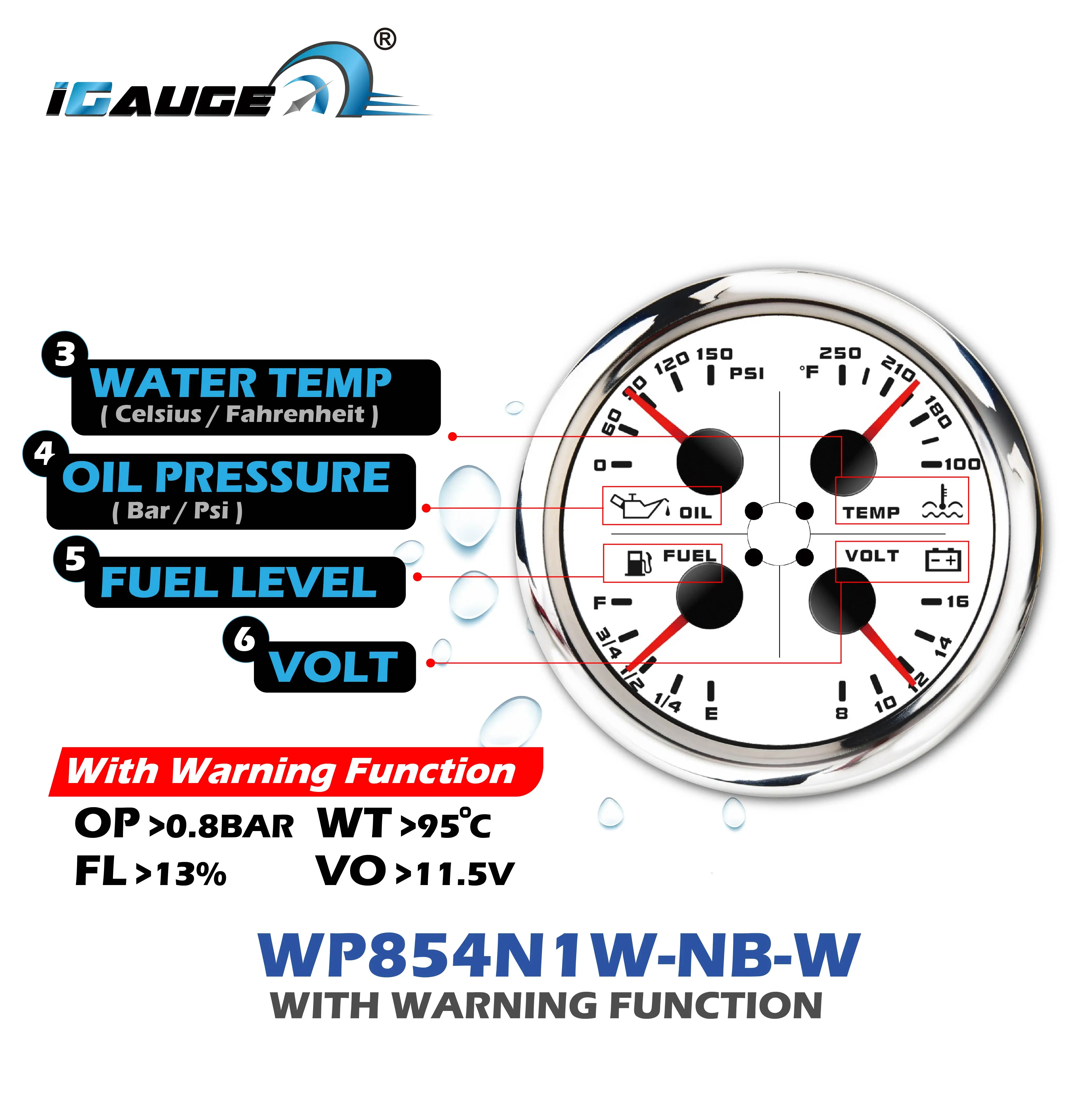 85mm Electrical 2 Gauge Set W GPS Speedometer ODOMETER Tachometer Water Temp Oil Pressure Fuel Level Volt Meter Marine Gauge Car