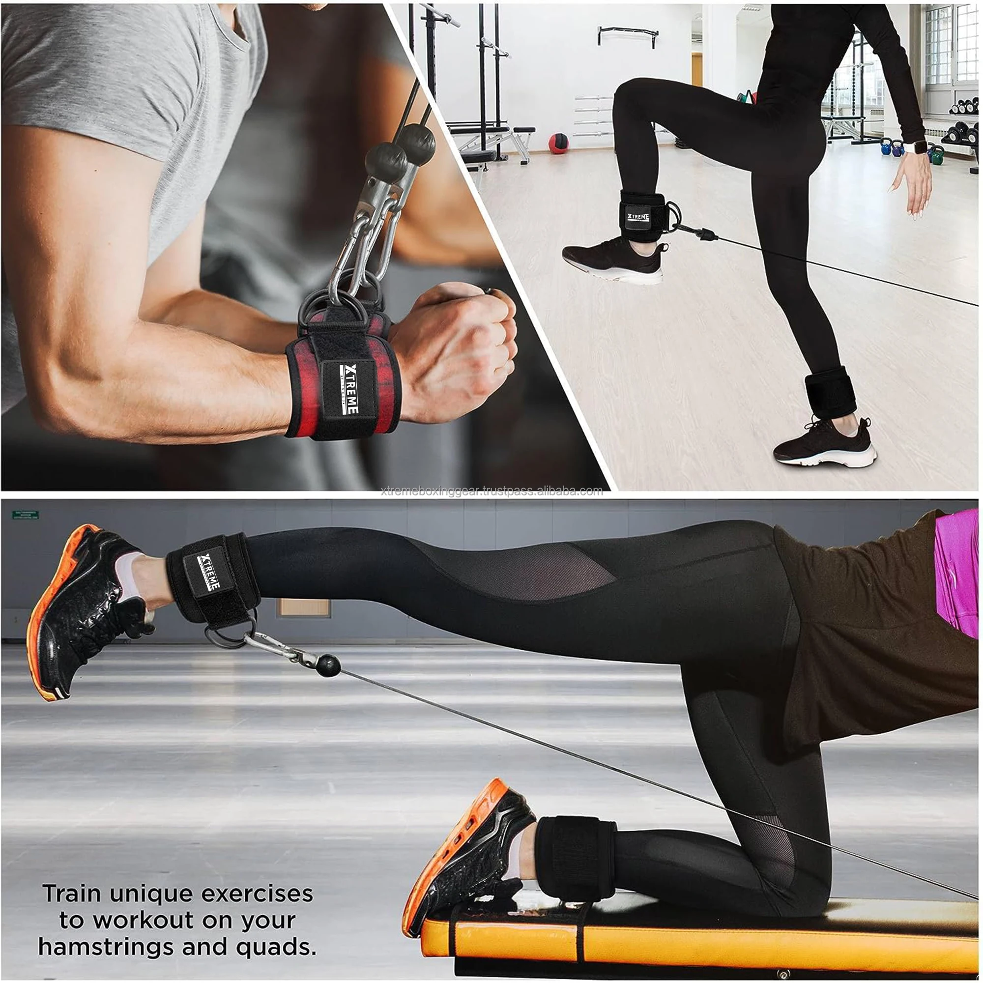Custom Ankle Straps for Cable Machine Kickbacks, Glute Workouts, Lower Body Exercises Adjustable Leg Strap with Neoprene Padding