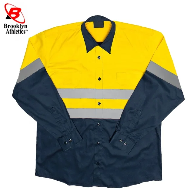 100% cotton Reflective Shirt For Men Workwear Hi Vis shirts Safety Clothing Working Clothes