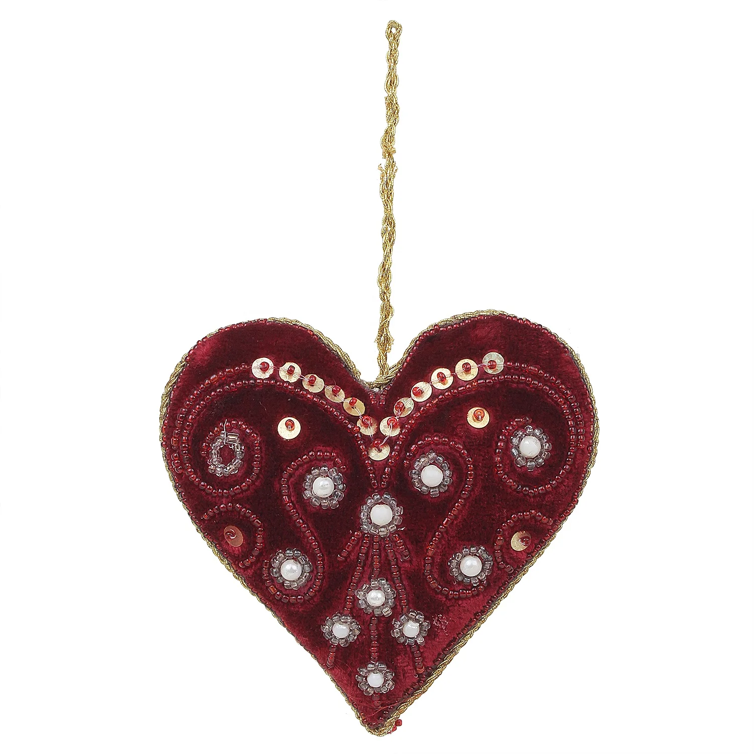 Handmade Handcrafted Embroidered Beaded Velvet satin Christmas Decorations Ornament Heart Tiger  Giraffe shaped Customized