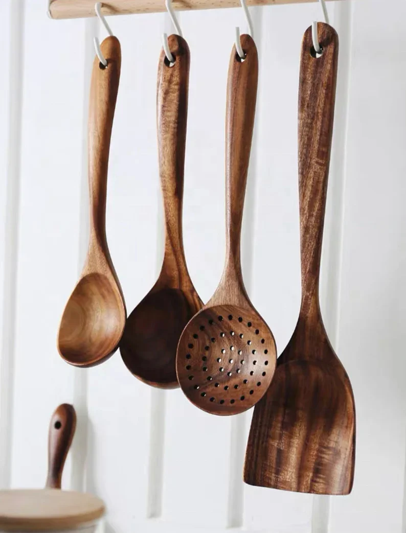 Natural And Hot Selling Wooden Spoons For Cooking WholeSale Complete Set