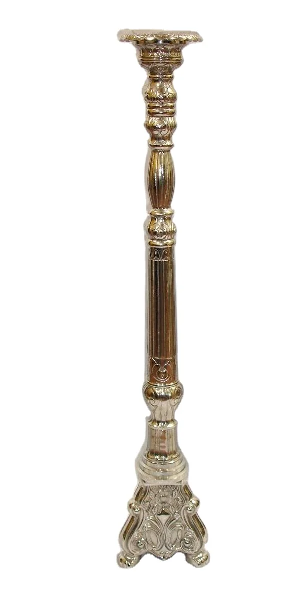 Aluminum Brass Antique Embossed Candle Pillar Holder Royal Luxuries Classic Design Indian Hand Crafted Long Floor Candle Holder