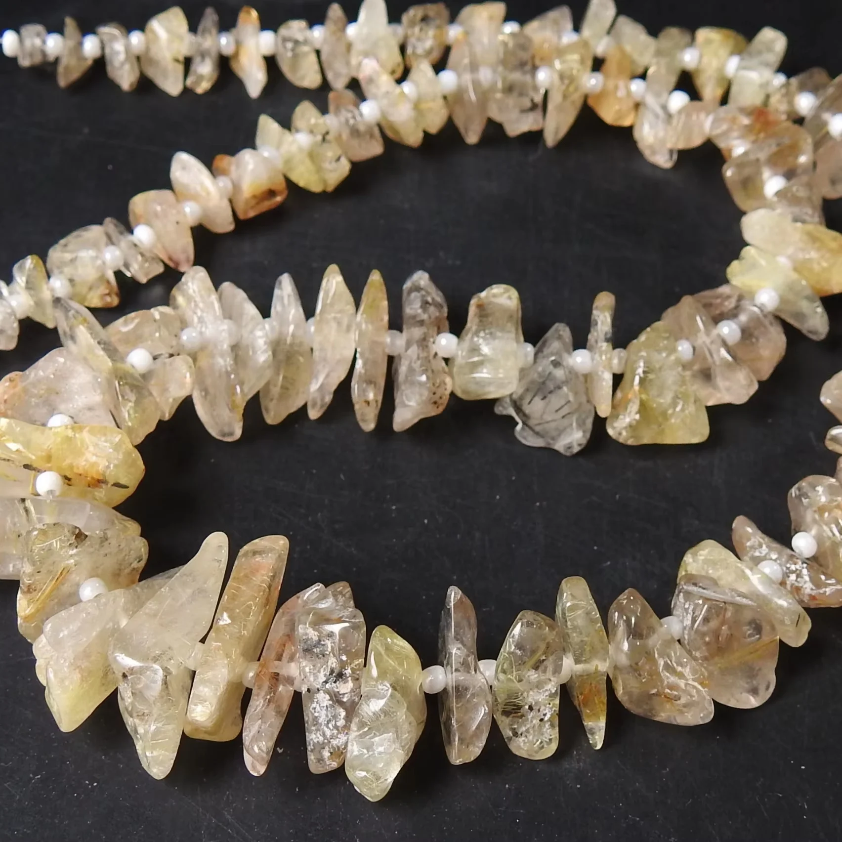 New Arrival 14-Inch Natural Polished Rutile Quartz Stone Beads 5-15MM Rough Wholesale Supplies