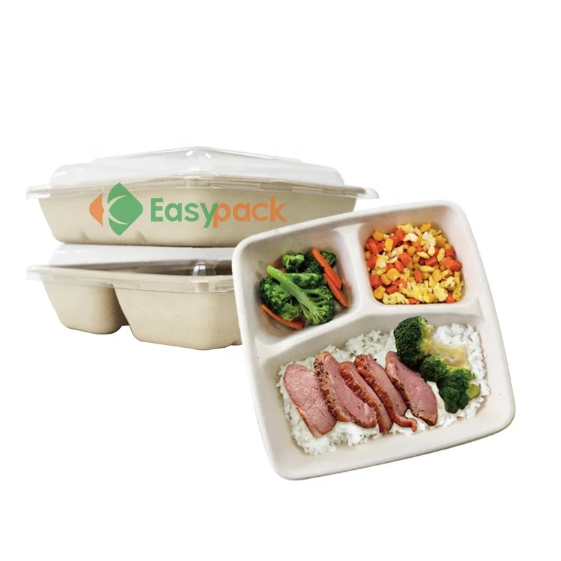 1000 ml square biodegradable pulp fiber take out food packaging boxes