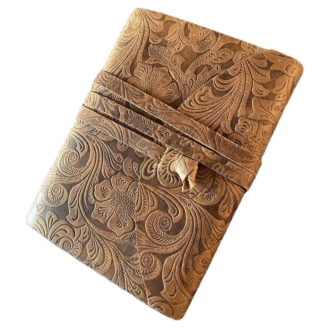 Leather Floral Embossed Journal Notebook, Best Gift for Men & Women Luxury Leather Note Books With Wood-free Cotton Rug Paper