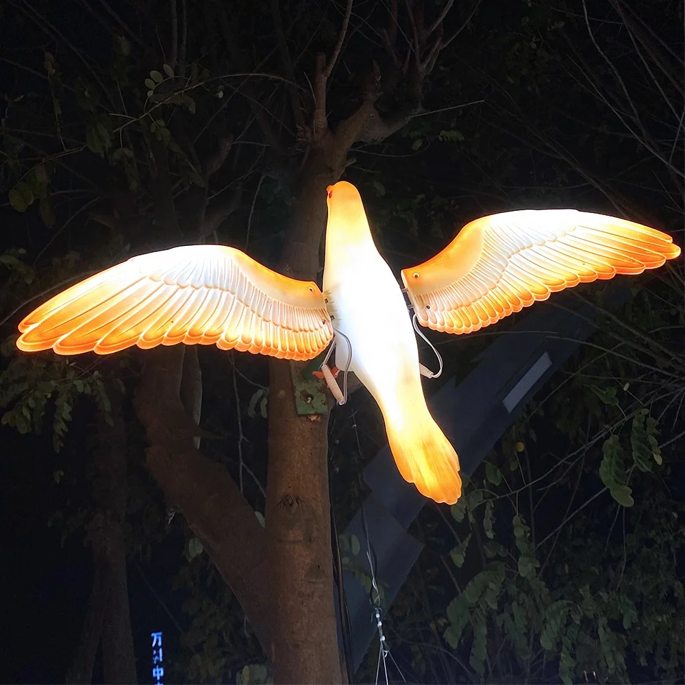 White and Blue LED Bird 3D Pigeon-Shaped Lamp Christmas Outdoor Decoration Halloween Landscape Park Decor Lighting