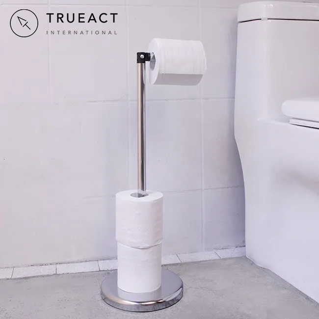 Made in Taiwan bathroom accessories Chrome Black White Free Standing Toilet Tissue Paper Roll Holder stand For Bathroom