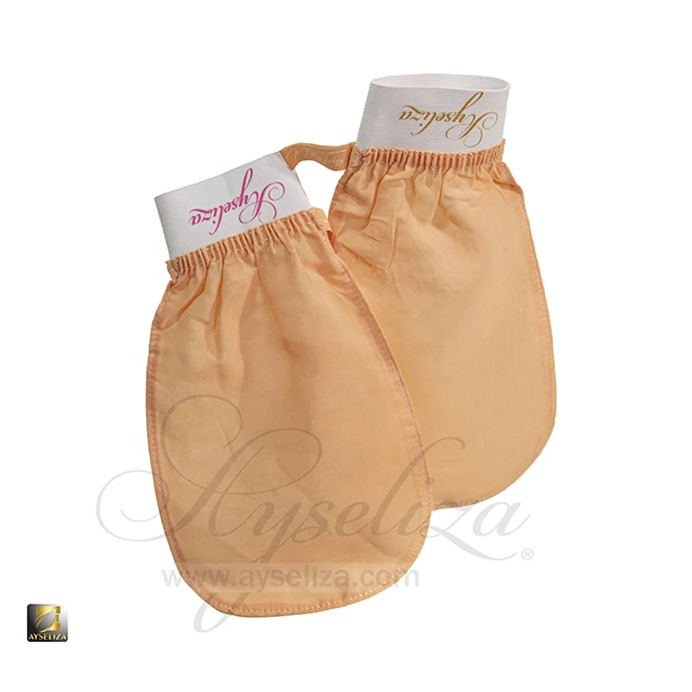 Ayseliza Pink Silk Turkish Exfoliating Mitt Eco Certified Bath Scrubber Body Scrubber Glove to Remove Dead Skin Fake Tan Acnes