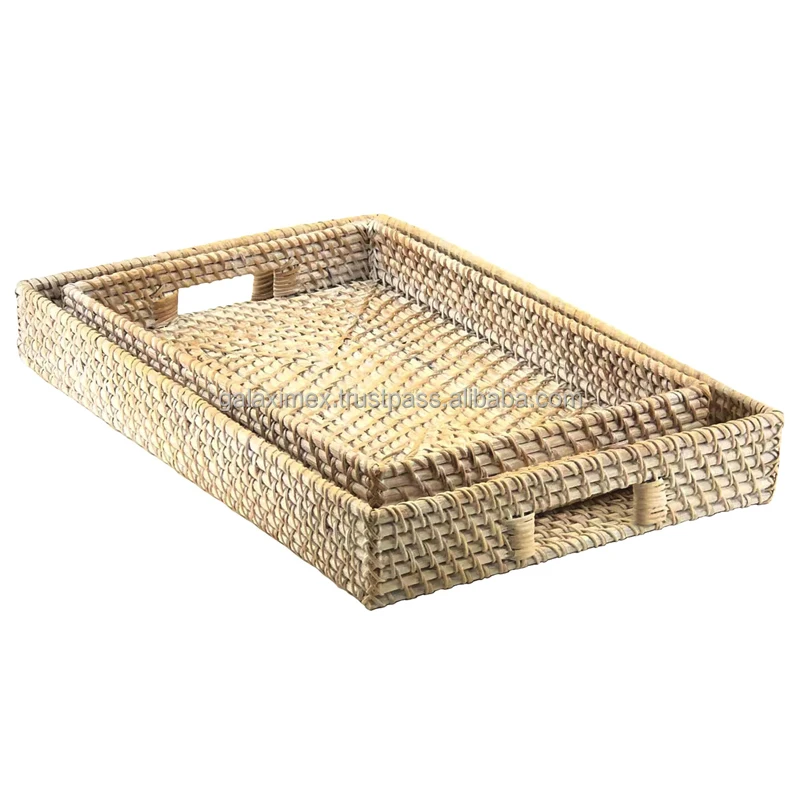 Rattan Basket Fruit Breakfast Bread Hotel Woven Handcraft Wicker Food Serving Tray