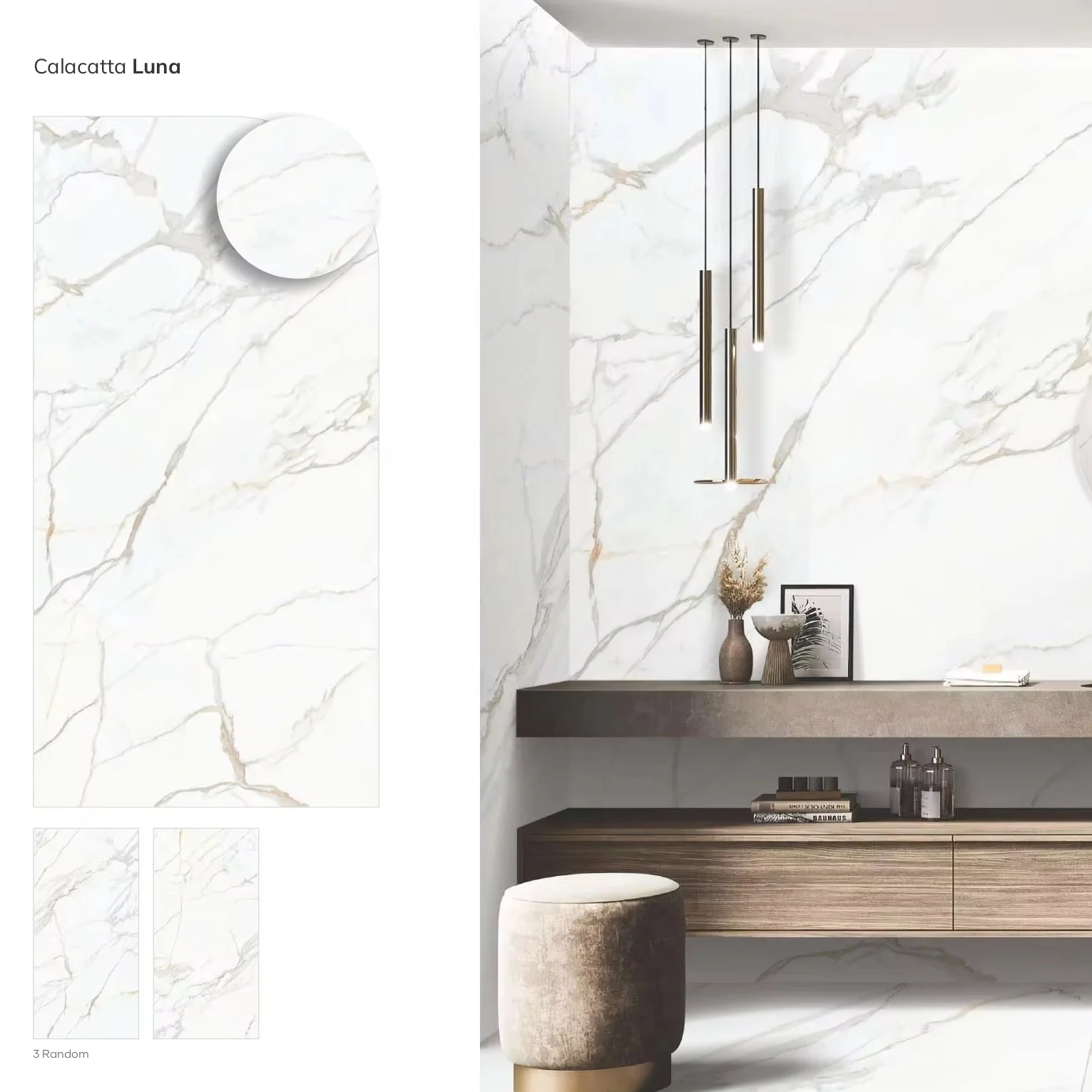 New Arrival Hot Selling Calacatta White Marble Porcelain Slab Tile Europe Style Wall and Floor Living Room Decor