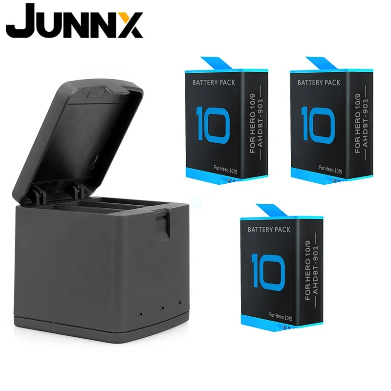 Junnx New GH9-10 1750 mAh 3 Ways LED Light Battery Charger TF Card Battery Storage For GoPro Hero 10 9 camera Accessories