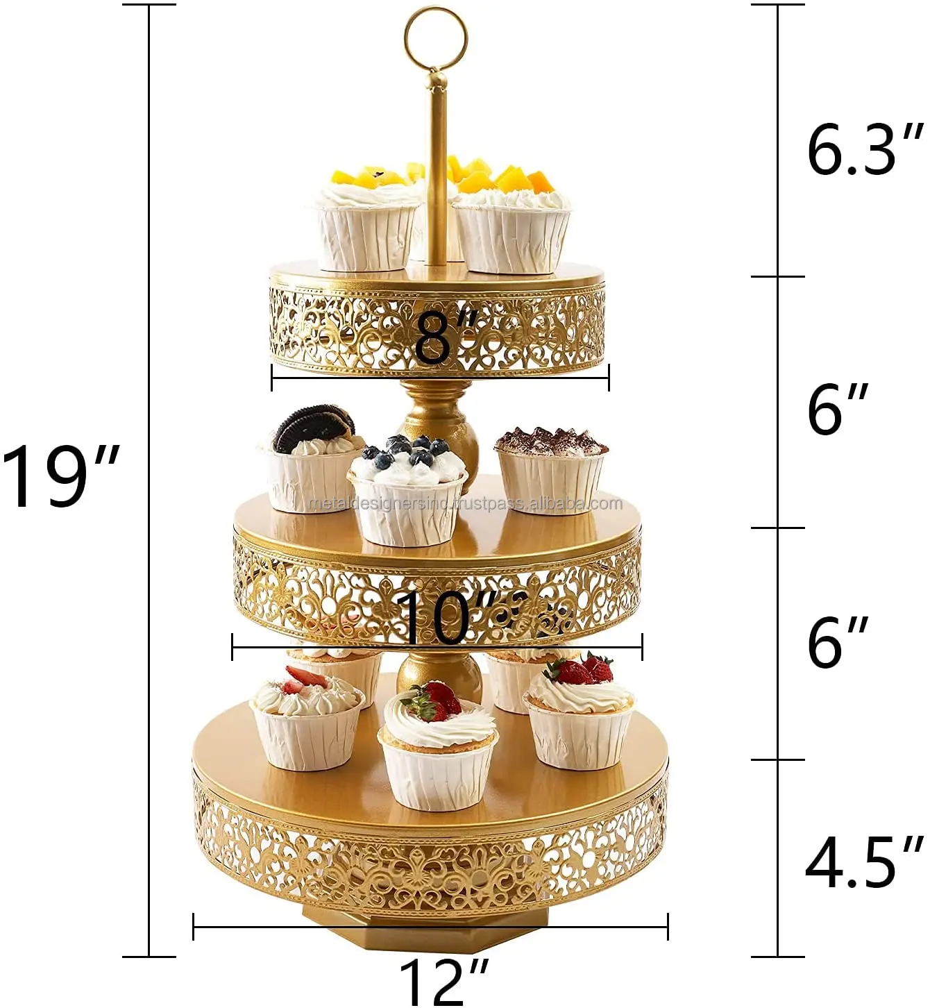 3 Tier Serving Trays with Handles Gold Cake Stands Cupcake Stand Holder Tiered Tray Decor Dessert Serving Platter