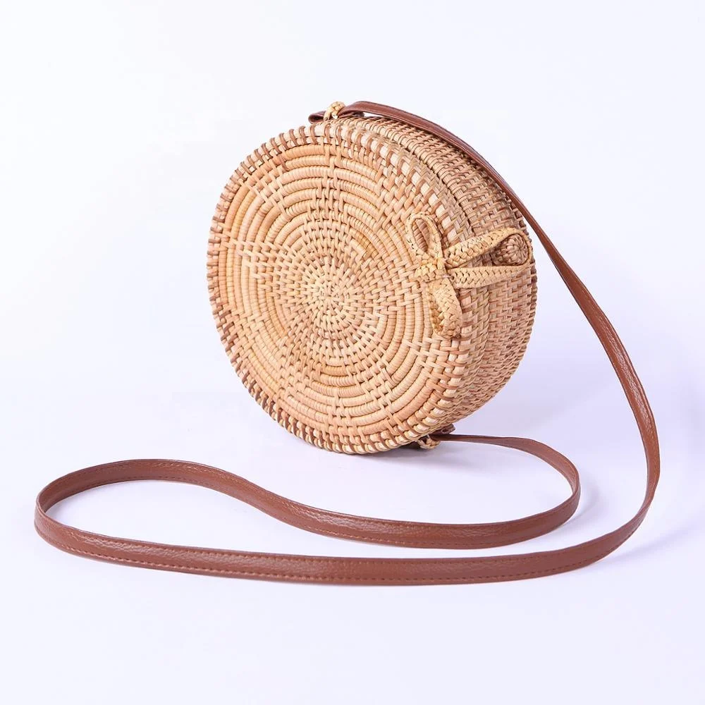 Wholesale natural wicker woven rattan tote fashion bags woven for lady bamboo craft straw handmade beach handbags