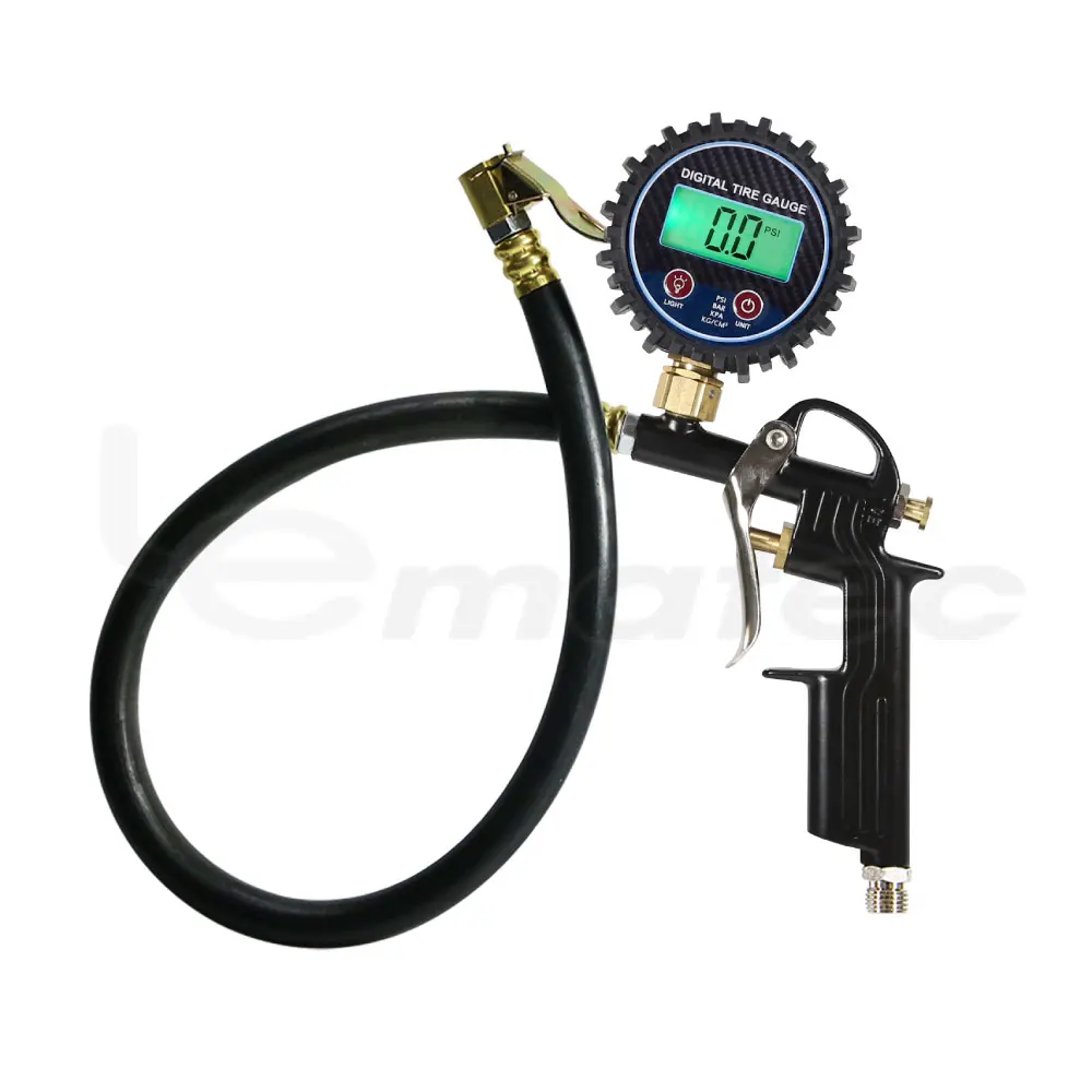 Tire Pressure Gauge Digital Tyre Air Inflator Gun Auto Repair Workshop Tool Lematec