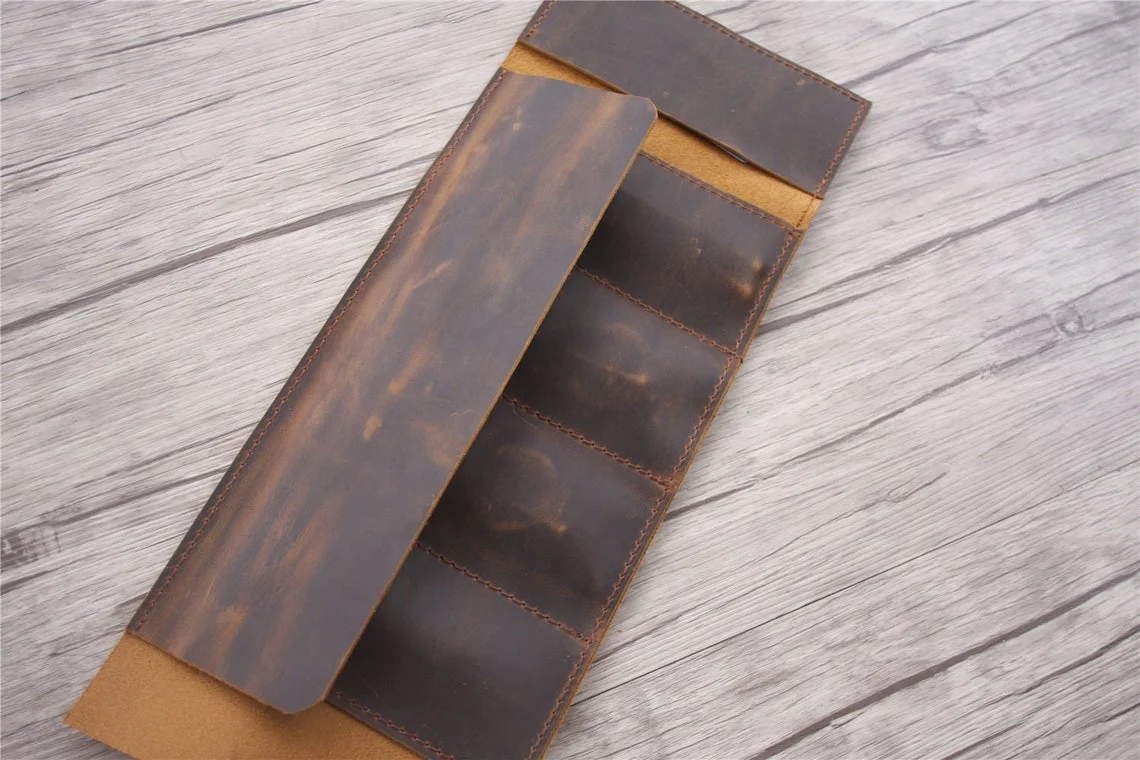 Engraved Leather Watch Case Roll Men Women Travel Organizer Genuine Leather Watch Roll Case Luxury Travel Watch Roll 4 Slots