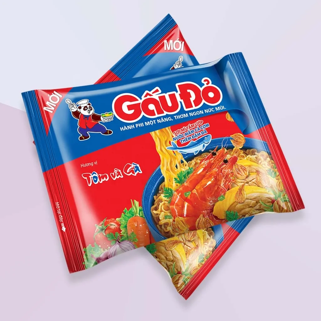 The new tasty noodles, good smell and delicious with instant Noodles of Shrimp and Chicken Flavor 65gram/package