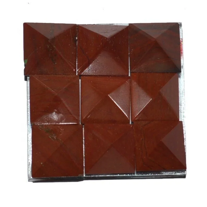 Wholesale Red Jasper Lemurian 9 Charging Plate Pyramid Natural Gemstone Healing Crystal Agate Lemurian Pyramid For Sale