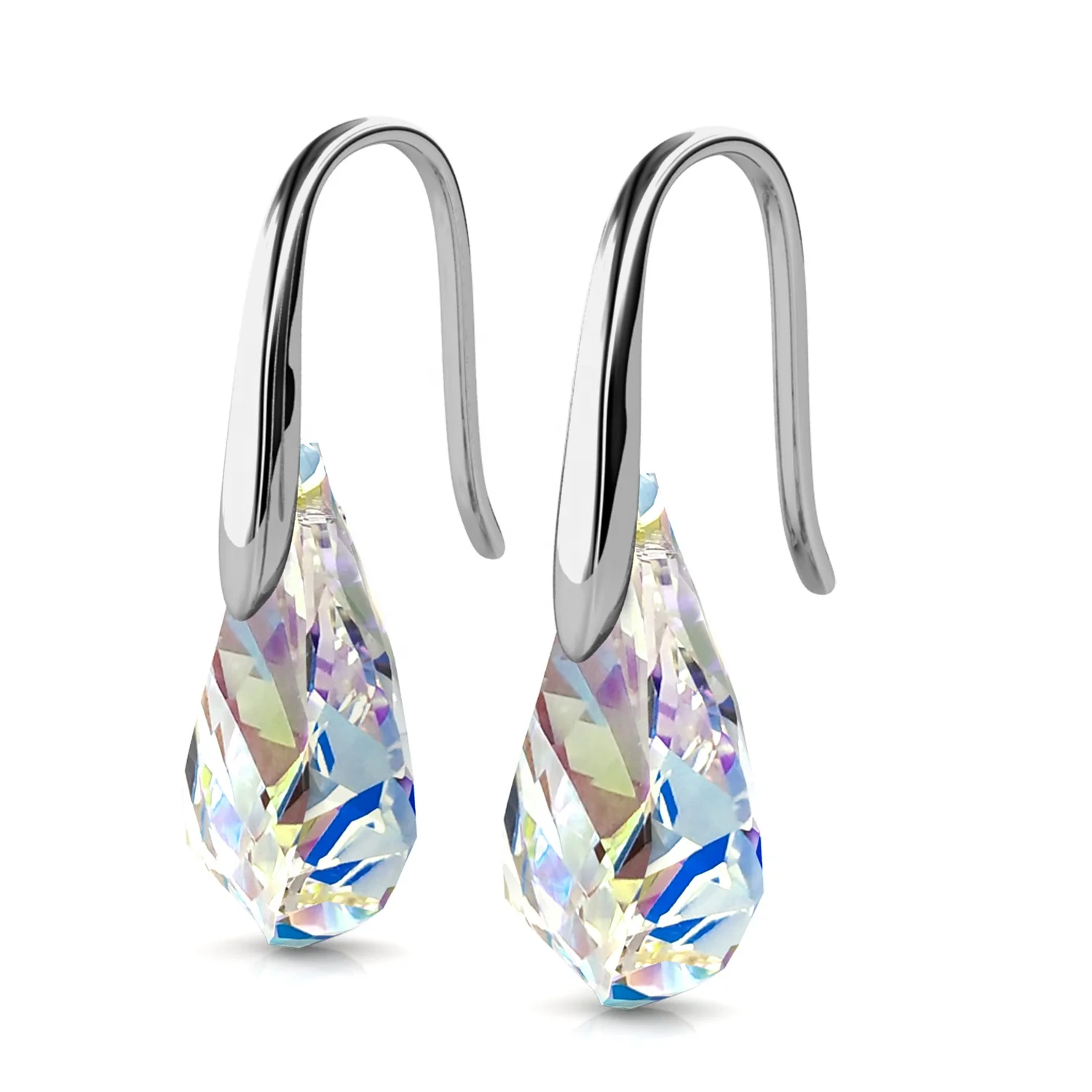 Hypoallergenic S925 Gold Plated Dangle Drop Irregular Shaped Raw Rhinestone Crystal Hook Earrings For Women Destiny Jewellery