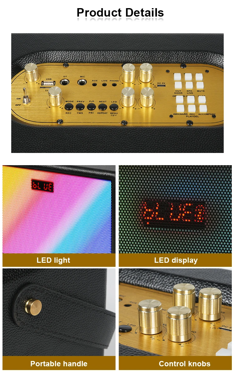 Portable Speaker With Live Streaming Earphone Monitor Wired Wireless Mic Battery Function Bluetooth Speaker