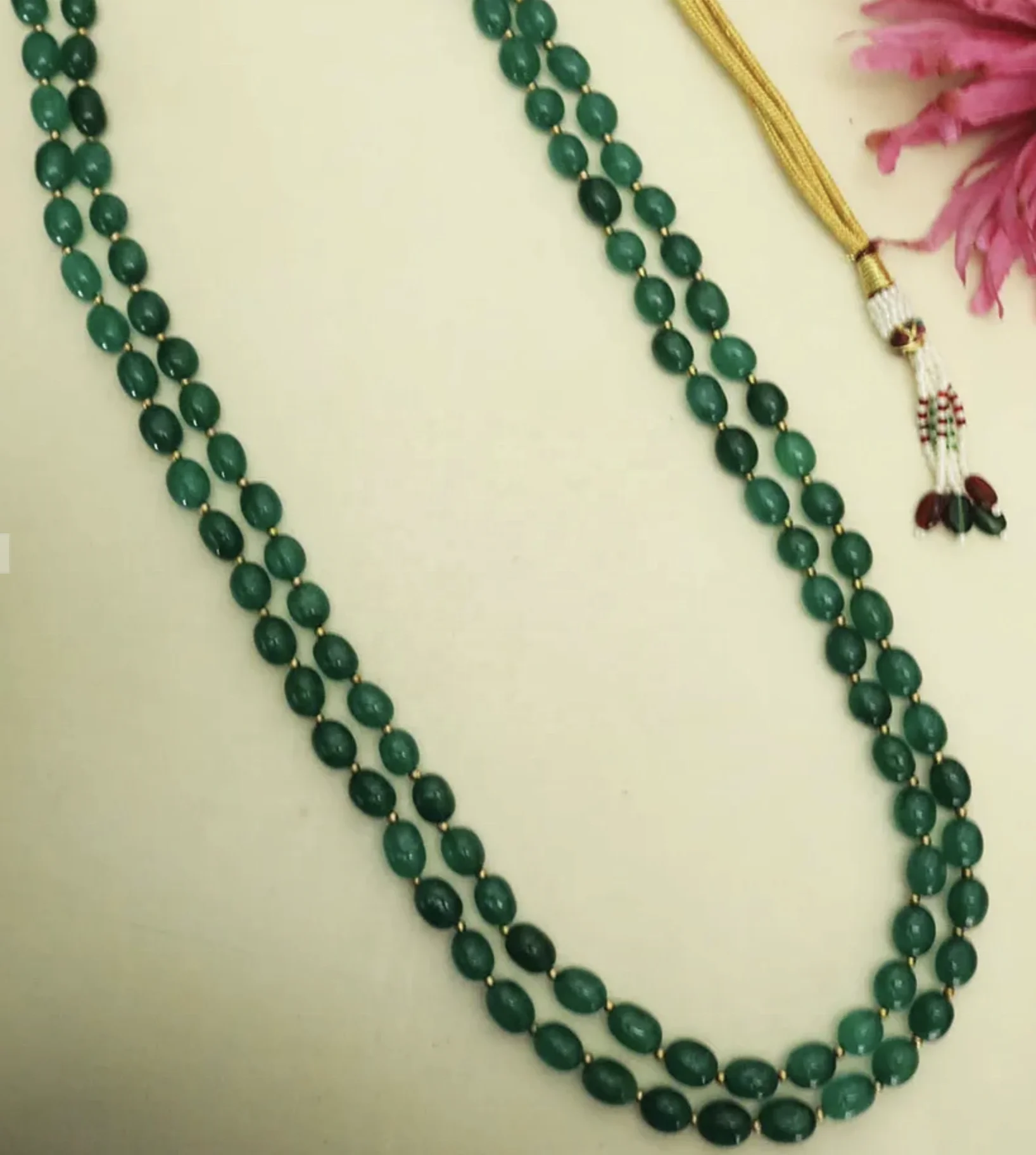 Stone Necklace layered green onyx NIEN double layer fashion jewellery emerald design energy stone high quality faceted color